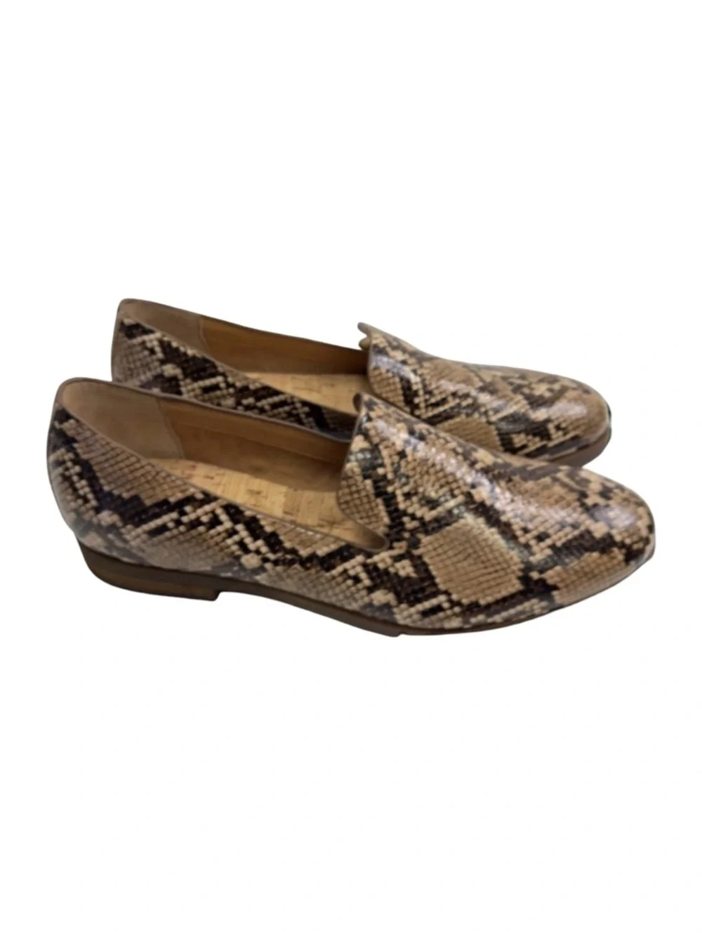 New Korks Laine Snake Embossed Leather Loafer, Size 8.5